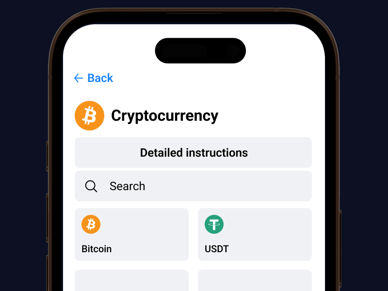 1Win Nigeria Deposit interface with Cryptocurrency section highlighted