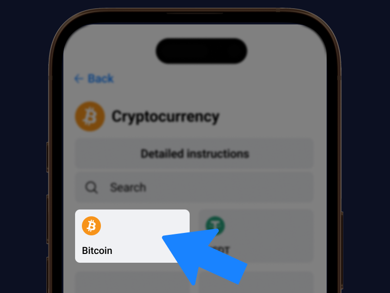 1Win Nigeria crypto deposit page showing icons of available coins like Bitcoin, Ethereum, and Tether for selection.