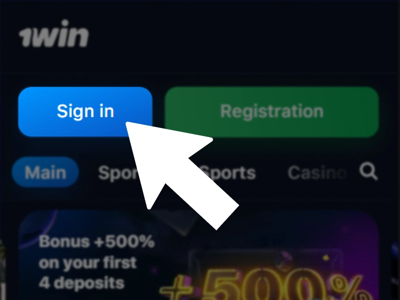 1Win Nigeria mobile app interface with Login button highlighted in the top-right corner of the screen.