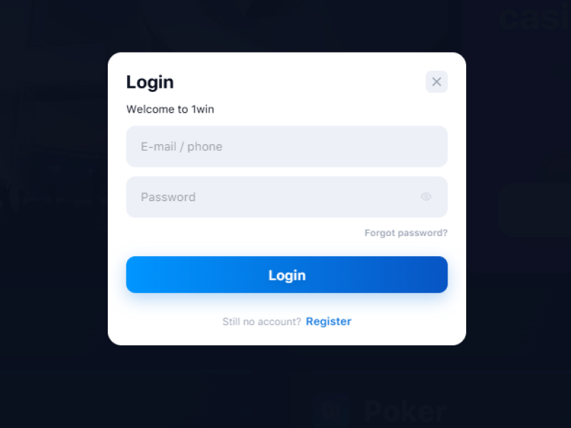 1Win Nigeria login and registration screen with Register button highlighted for creating a new account.