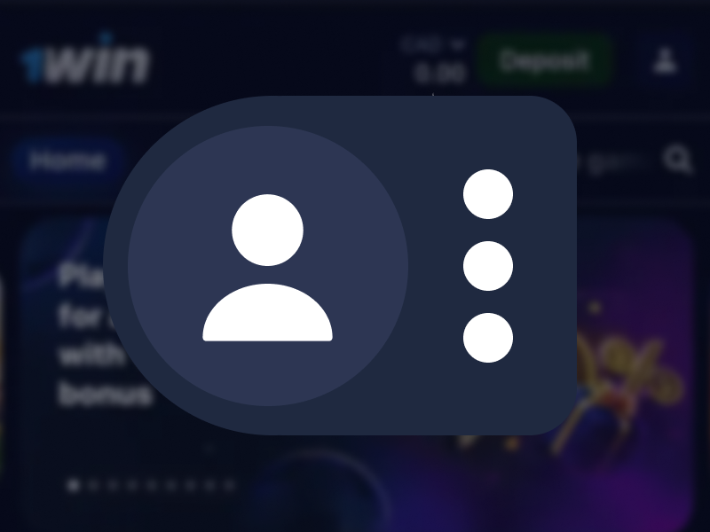 1Win Nigeria personal account interface with Account icon and Withdraw tab highlighted for accessing payout options.
