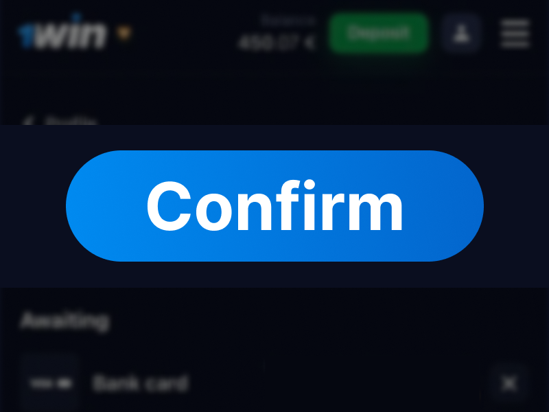 1Win Nigeria withdrawal form with amount input field and Confirm button highlighted for completing transaction.
